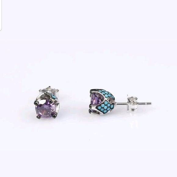 Amethyst, turquoise & topaz earring & ring SET - Picture 6 of 8